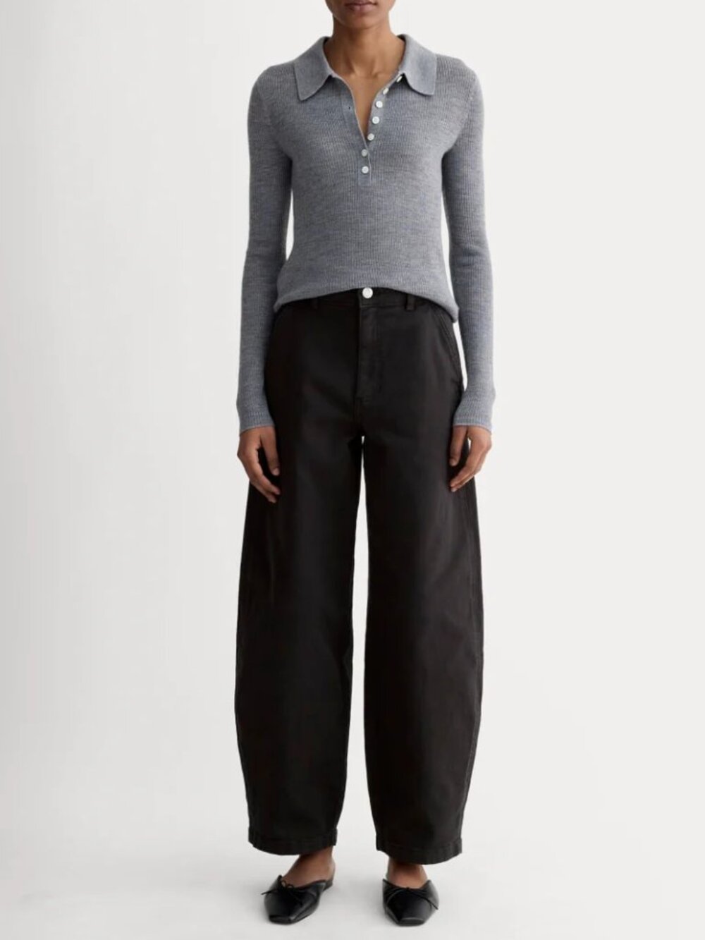 Everlane Barrel Jeans Curved Canvas Pants Black size 4 Minimalist Casual